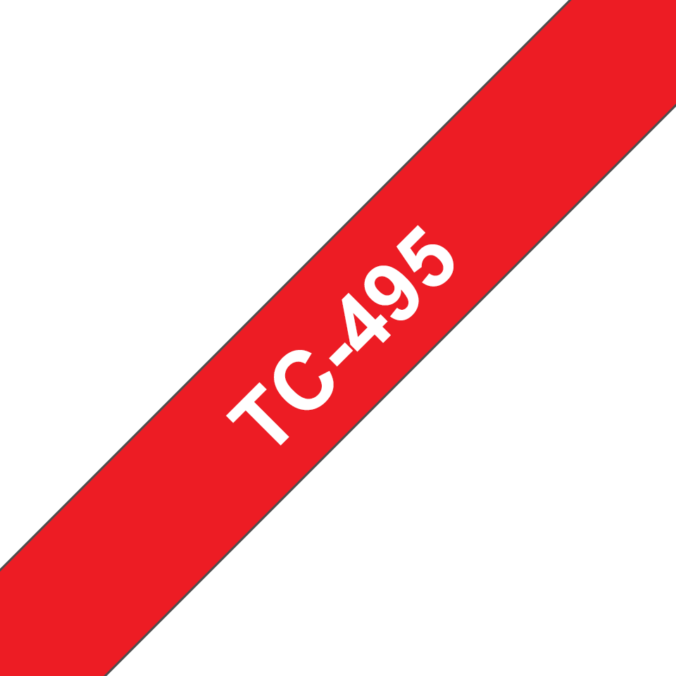 Originele Brother TC-495 label tapecassette – wit op rood, breedte 9 mm